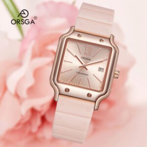 ORSGA square silicone tape with calendar women’s watch (Original).